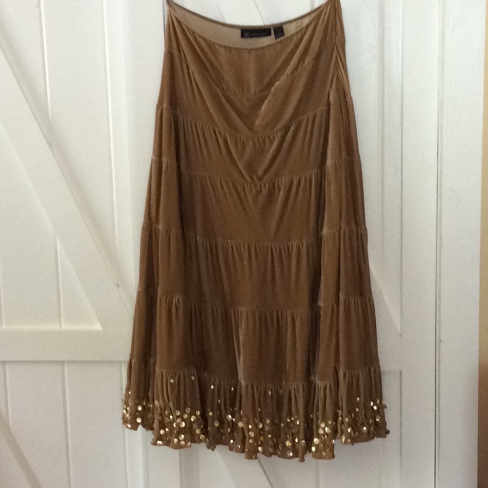 INC Velvet gold and sequins long skirt